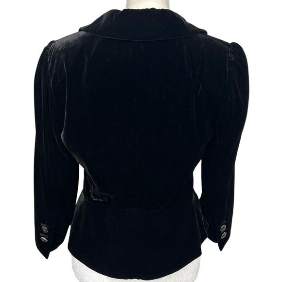 Y2K LOFT Black Velvet Silk Blend Crop Blazer Size 2 Dark Romantic Coquette Indie - Picture 3 of 15